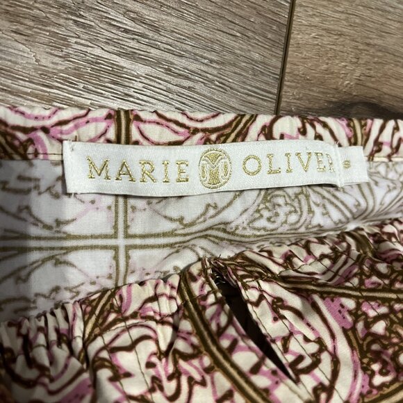 Marie Oliver Kara Dress SZ Small Mini Ruffle Nouveau Mosaic 100% Cotton - Picture 9 of 13